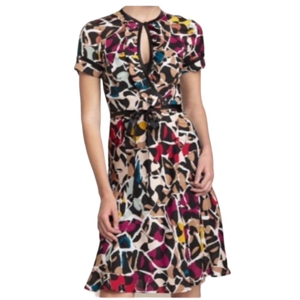Diane Von Furstenburg Women’s Size 14 Multicolored Chiquita Wrap Dress Silk